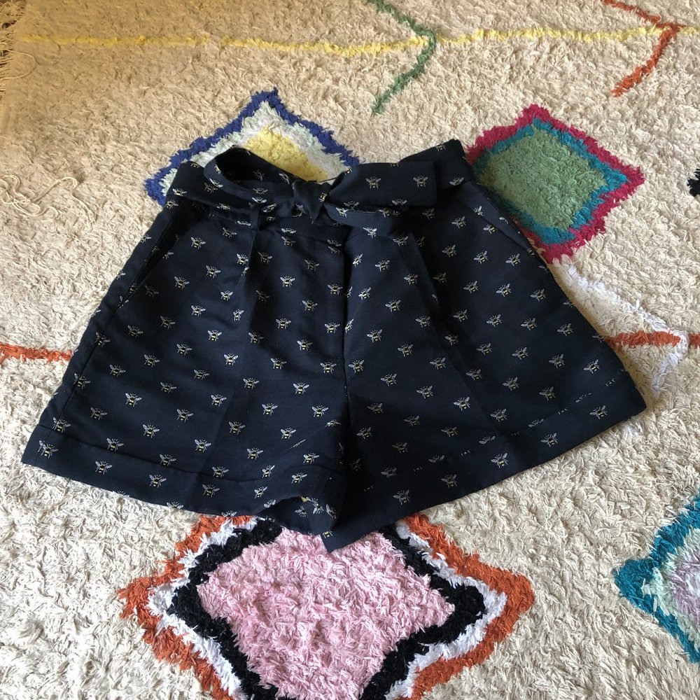 J. Crew High waisted shorts embroidered navy 8